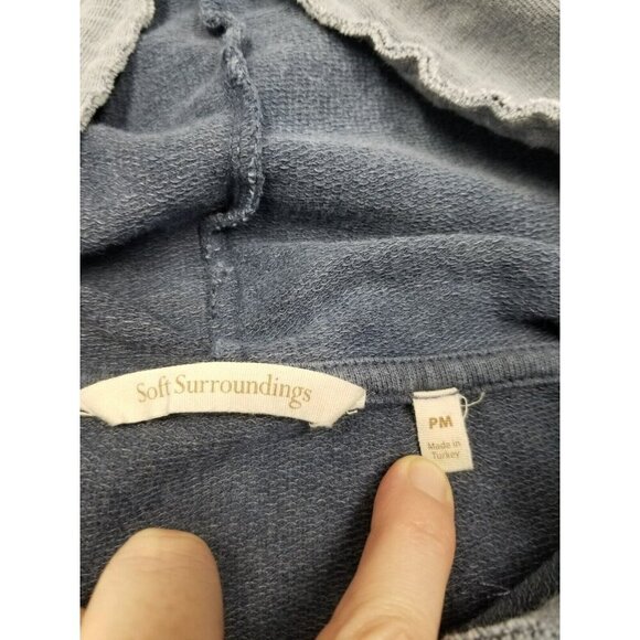 Soft Surroundings Womens Hooded Pullover Top PM Blue Cotton/Polyester Blend - Picture 3 of 13